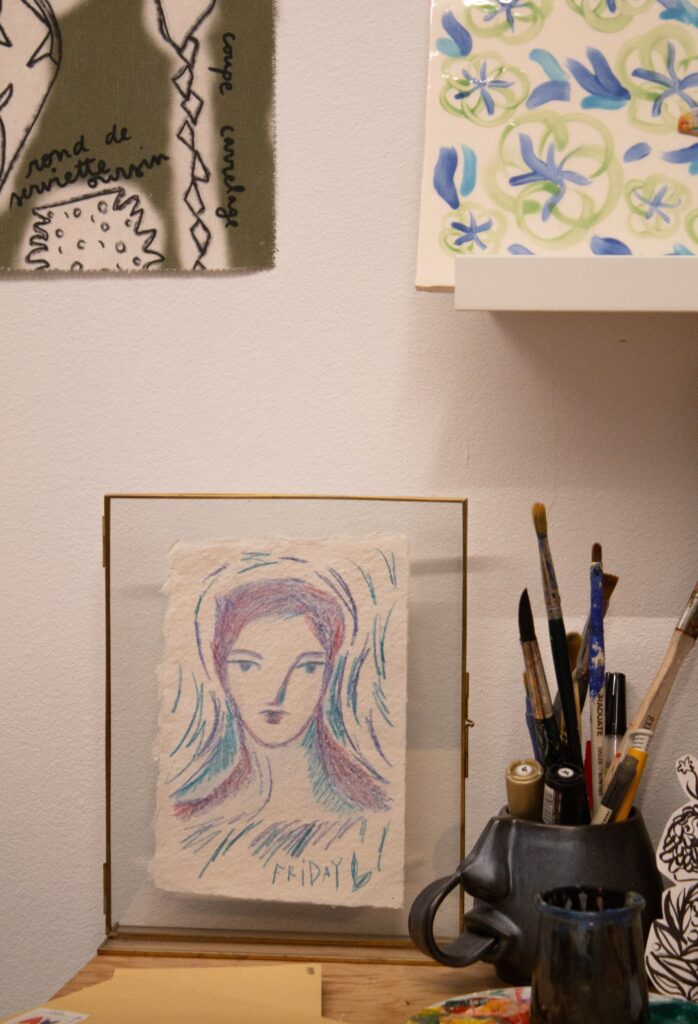 Charlotte Colt's artistic process in her shared studio space with Studio Lelaz.