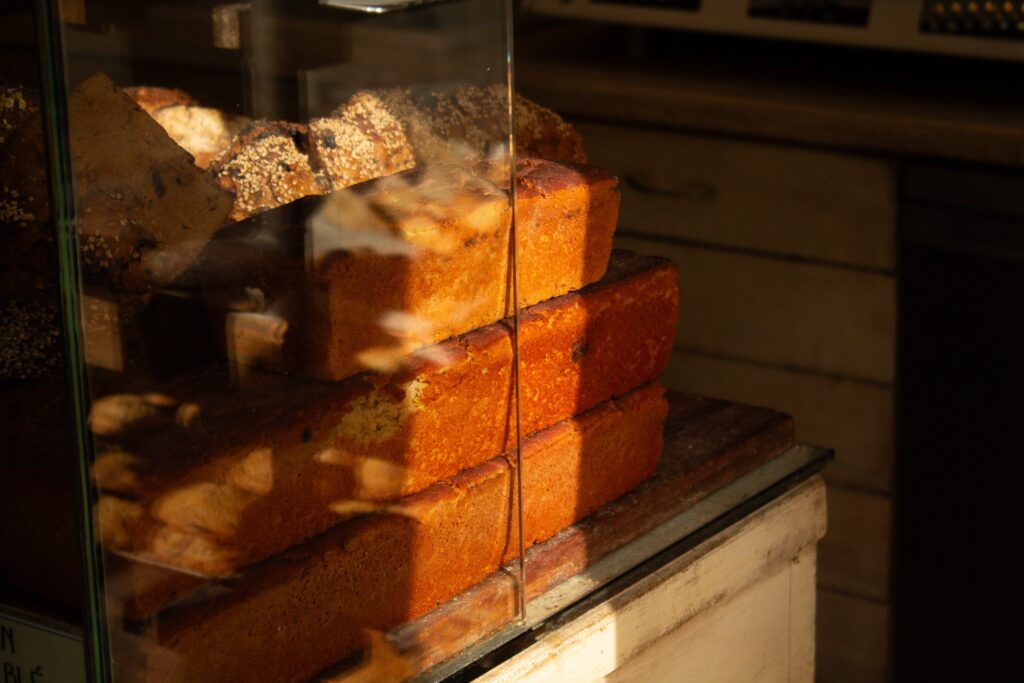 Artisan bread making process with organic flour at Mama Baker.