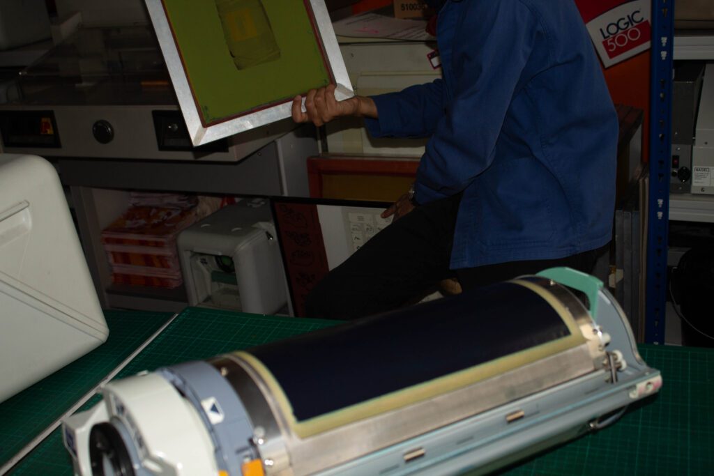 Risograph printing process with direct inks and spot color system for unique results